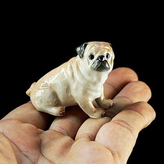 Pug Dog Sit Ceramic Figurine Handmade Collectibles Miniature Dollhouse Charm