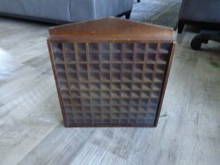 Wood Thimble Rack Wall Shelf Display Case For 100 Thimbles With Cover