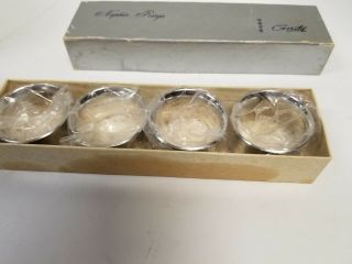 (4) Vintage Gerity Silver Plate Napkin Rings Holders W/box 9130