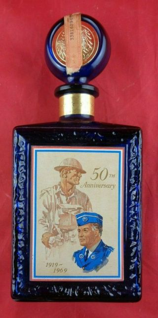 American Legion 50th Anniversary J.  W.  Dant Whiskey Bottle/decanter - Cobalt Blue