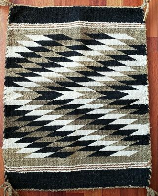 Old Vintage Navajo Eye Dazzler Saddle Blanket Rug 27 " X 21 " Thick Weave Black