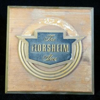 Vintage The Florsheim Shoe Counter Stand Up Wood Store Display