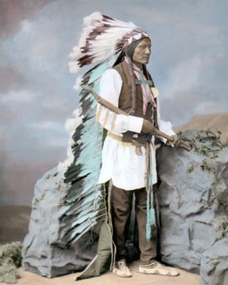 He Dog 1877 Native American Indian Lakota Sioux 8x10 " Hand Color Tinted Photo