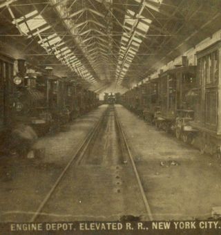 Ca.  1880 Elevated Railroad Rr Train Engine Depot Nyc York City York Ny