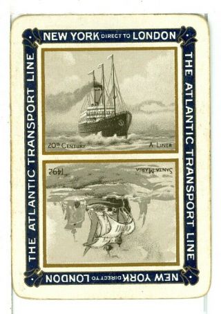 Single Vintage Wide Playing Card,  " The Atlantic Transport Line ",  Steamship