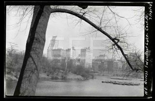 1928 Central Park Swan Boat Lake Manhattan Nyc York Old Photo Negative 658b