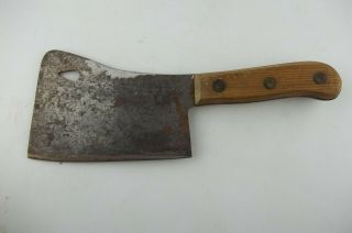 Vintage Briddell No.  860 6 " Meat Cleaver Knife,  Wooden Handle,  Made In Usa