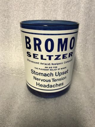 Vintage Bromo Seltzer Cobalt Blue Glass.  Medical Advertising