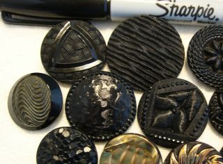 20 Vintage Black Glass Buttons 3/4 