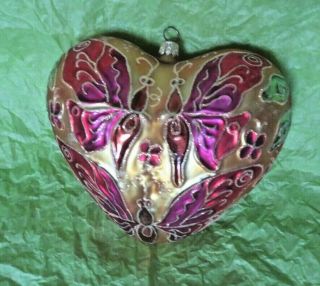Christopher Radko Heartset Heart With Butterflies Christmas Ornament
