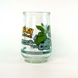 Vintage 1999 Pokemon Bulbasaur 01 Welch ' s Jelly Jar Glass 3 Collectible 3