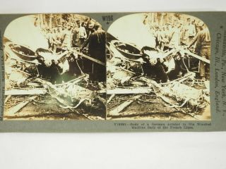 Wwi Body Of German Aviator In His Wrecked Machine Keystone Stereoview Card
