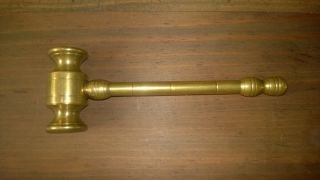 Vintage Solid Brass Gavel Judge Hammer Paperweight 6 " Long