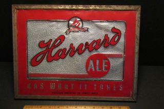 Vintage Harvard Ale/brewing Co.  Lowell Mass.  Scarce Advertising Display Sign 15x11