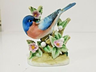 Vintage Porcelain Small Bird Lefton Blue Bird Kw464 Figurine