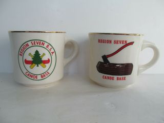 2 Vintage Boy Scout Region 7 Canoe Base Mugs