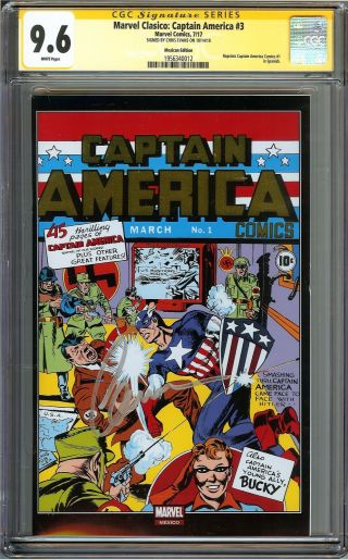 Captain America Comics 1 Cgc 9.  6 Ss Chris Evans Mexican Edition Marvel Reprints