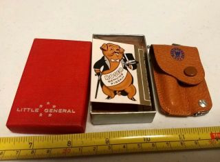 Vintage Westinghouse Advertising Pocket Knife Nail Clipper Leather Pouch & Box