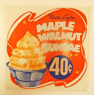Vintage Mister Softee Ice Cream Advertising Sign Decorator Pop Art 10