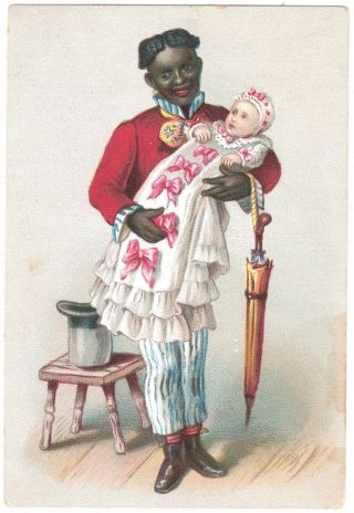 Interesting Black - Americana Card 11,  4x7,  7 Cm.  Young Black Boy Holding White Baby