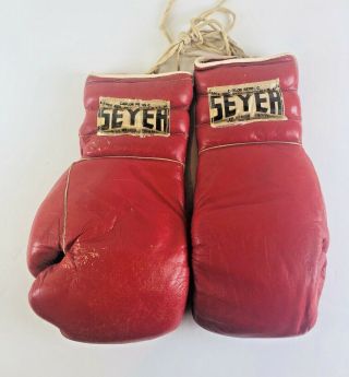 Vintage Seyer Professional Boxing Gloves Carlos Reyes Red Leather 16 Oz