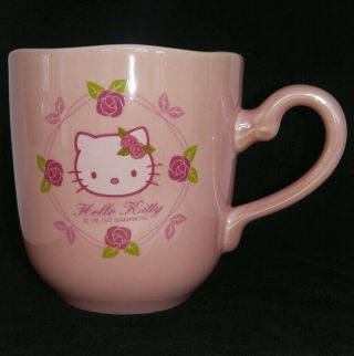 Sanrio Rare Vintage Hello Kitty Rose Pink Luster Shiny Ceramic Child Size Mug