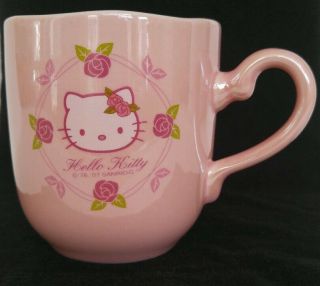 Sanrio Rare Vintage HELLO KITTY Rose Pink Luster Shiny Ceramic Child Size Mug 2