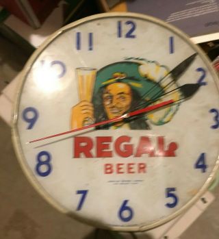 Vintage Regal Beer Light Up Wall Clock Sign - 14.  5 "