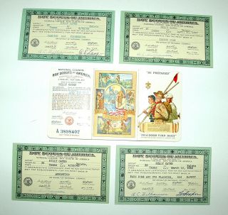 Boy Scouts Of America – 4 Vintage Merit Badge / 1 Registration Cards 1940/1943 U