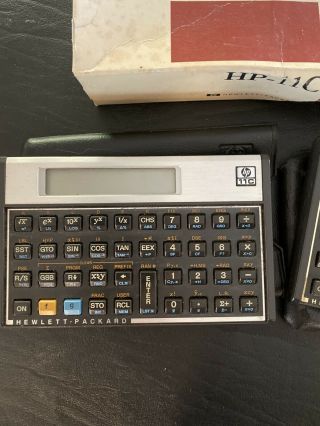 HP Hewlett Packard 11C 12C Vintage Scientific Calculators w/ Cases.  Box For 11C 2