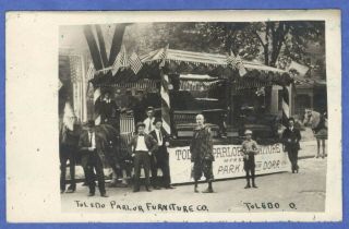 Toledo Ohio,  Toledo Parlor Furniture Co.  Horse Drawn Parade Float Rppc Postcard