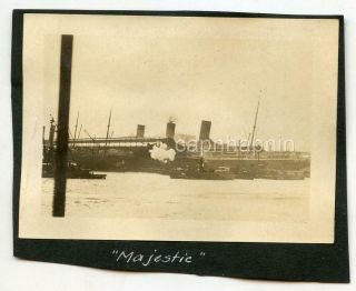 Rms Majestic White Star Line Ocean Liner Cruise Ship Dock York? 1920s Photo