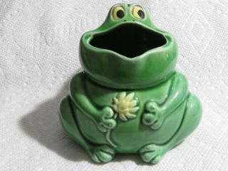 Vintage Anthropomorphic Chubby Green Frog Porcelain Ceramic Creamer,  Pitcher