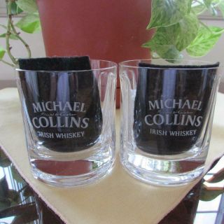 Set Of 2 Michael Collins Irish Whiskey Lowball/old Fashion Glasses (nwob)