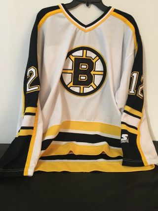 Vintage Boston Bruins Oates 12 Stitched Starter Hockey Jersey Men/adult Xl