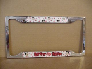 Betty Boop Metal License Plate Frame Faces & Kisses Design