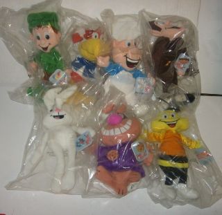 Vintage 1997 Set 7 General Mills Cereal Breakfast Babies Plush Beanbag Toy Dolls