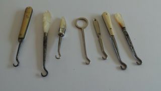 Mixed Group Of Seven Button Hooks