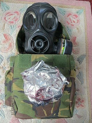 British Army S10 Gas Mask (size 1),  2 Filters (1 Foil Wrapped) & Good Haversack