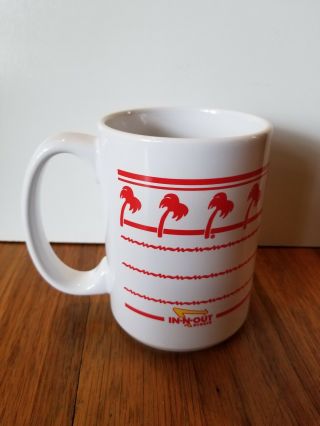 In - N - Out Burger Large Coffee Mug Cup White With Palm Trees Logo In And Out Ca