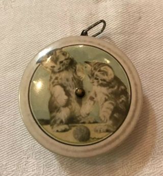 Vintage 30s - 40s Cloth Sewing Tape Measure W/ Playing Cats,  Retractable