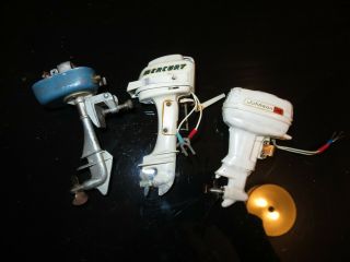 3 Vintage Toy Outboards 40hp Johnson 20hp Mercury Inp Motor L@@k