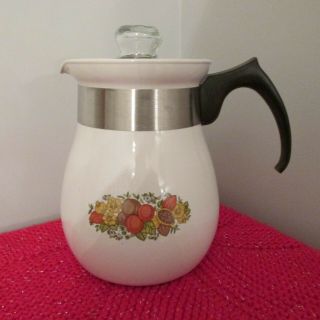 Vintage Corning Ware 6 Cup Stove Top Percolator Coffee Pot P - 166 Spice Of Life