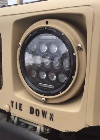 2 Military Led Headlights 5 Ton M923 M923a2 Head Light Plug & Play Blk Bezel 75w