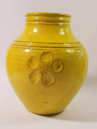 60s Vintage Bitossi Rosenthal Netter Flower Decor Yellow Glazed Pottery Vase Mcm