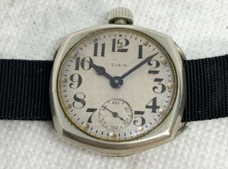 Vintage Ww1 Era Elgin Military Pilot Style Watch Nickel Case