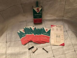 Vintage Singer Treadle Sewing Machine 3 Bobbins Oil Can & Needles