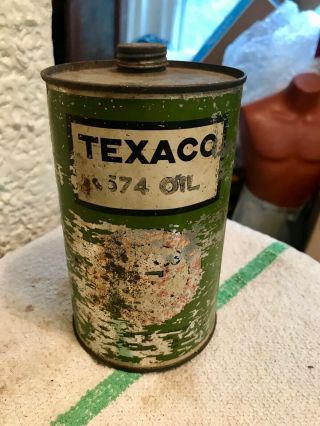 Texaco 574 Empty Quart Motor Oil Can Metal The Texas Company Vintage