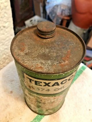 Texaco 574 Empty Quart Motor Oil Can Metal The Texas Company Vintage 3