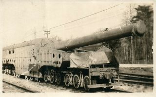 Artillery 14 Inch Railroad Gun Antique Real Photo Postcard Rppc